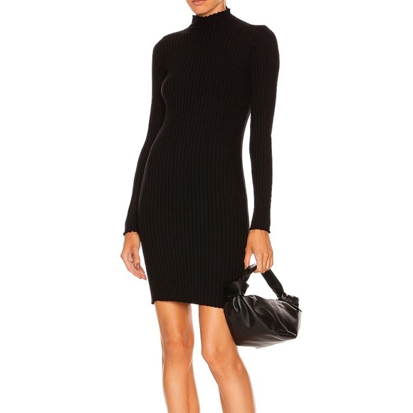 John Elliott Ginza Ribbed Long Sleeve Mock Neck Black Mini Dress Size: 3/ Large - Picture 1 of 12